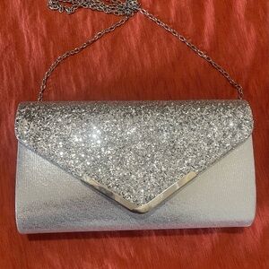 Silver Glitter Clutch Bag-NWOT